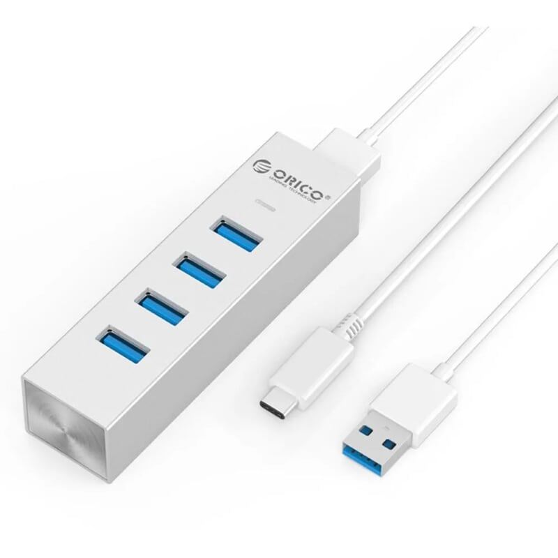 Orico ASH4-U3-SV Bộ Chia Vỏ Nhôm Usb Hub 4 Cổng Usb 3.0 Cáp 1M Và Type C Cáp 0.5M - 98563