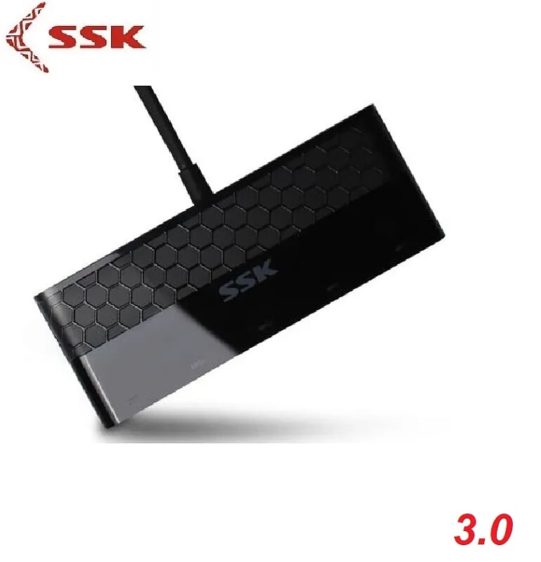 SSK SHU-C-100 20cm Màu Đen Bộ chuyển đổi Usb Type-C ra 4 cổng USB 3.0 có hỗ trợ nguồn 95692