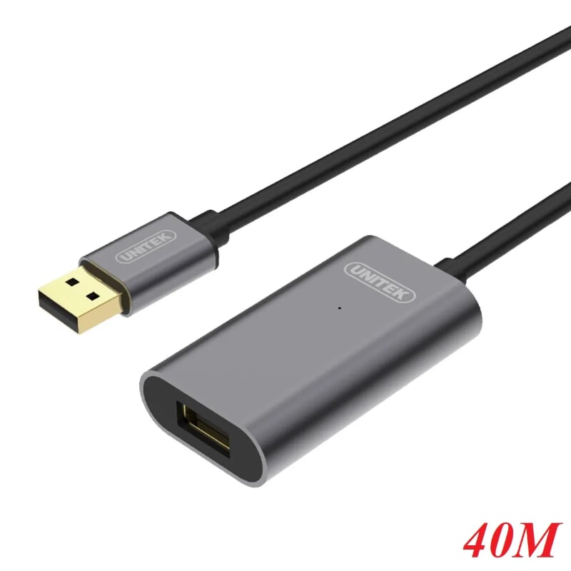 Unitek 98756 Y-276 40M Màu Xám Cáp USB 2.0 nối dài + cổng cấp nguồn 5V