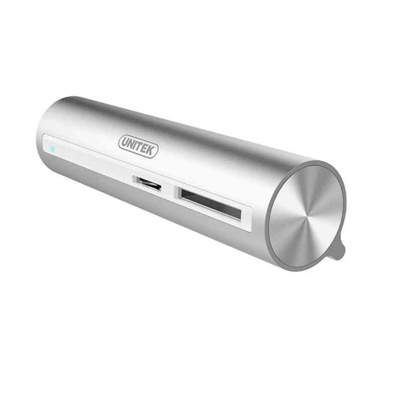 Unitek 96829 Y-9319 Màu Bạc Bộ chuyển đổi USB Type-C sang 3 cổng USB 3.0 + đọc thẻ nhớ SD TF có cổng hổ trợ nguồn cổng USB Type-