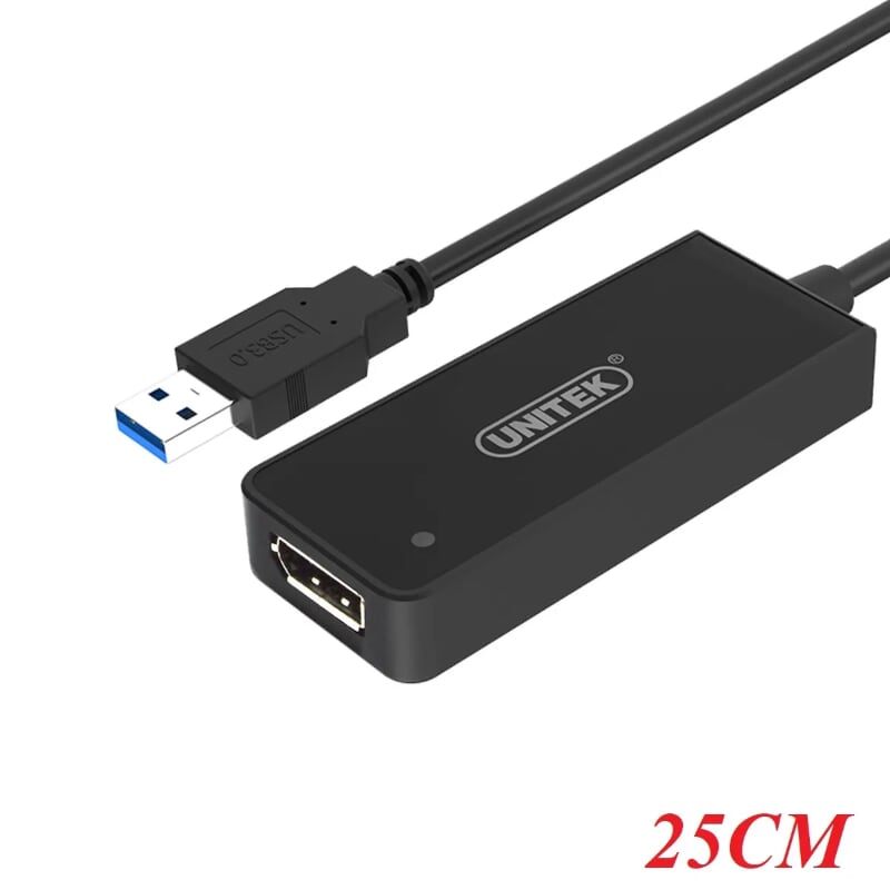 Unitek 95524 Y-3703 25CM Màu Đen Cáp chuyển Usb 3.0 sang Displayport âm