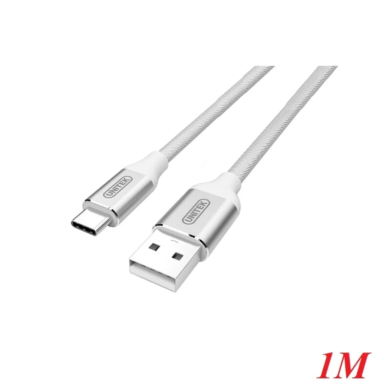 Unitek 95699 Y-C4025ASL 1M Màu Bạc Cáp sạc + truyền dữ liệu USB 2.0 sang Type-C bọc dù