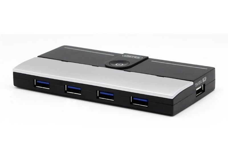 Unitek 98676 Y-3178 5V2A Màu Xám Đen Bộ chia USB 3.0 sang 4 cổng USB 3.0 + cổng sạc USB 5V2A