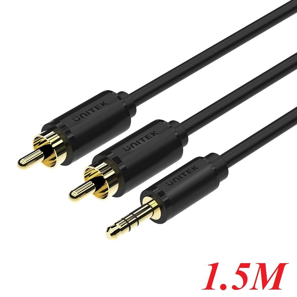 Unitek 29491 Y-C9021BK 1.5M Cáp Loa 1 Jack 3.5Mm Ra 2 Đầu Hoa Sen Màu Đen