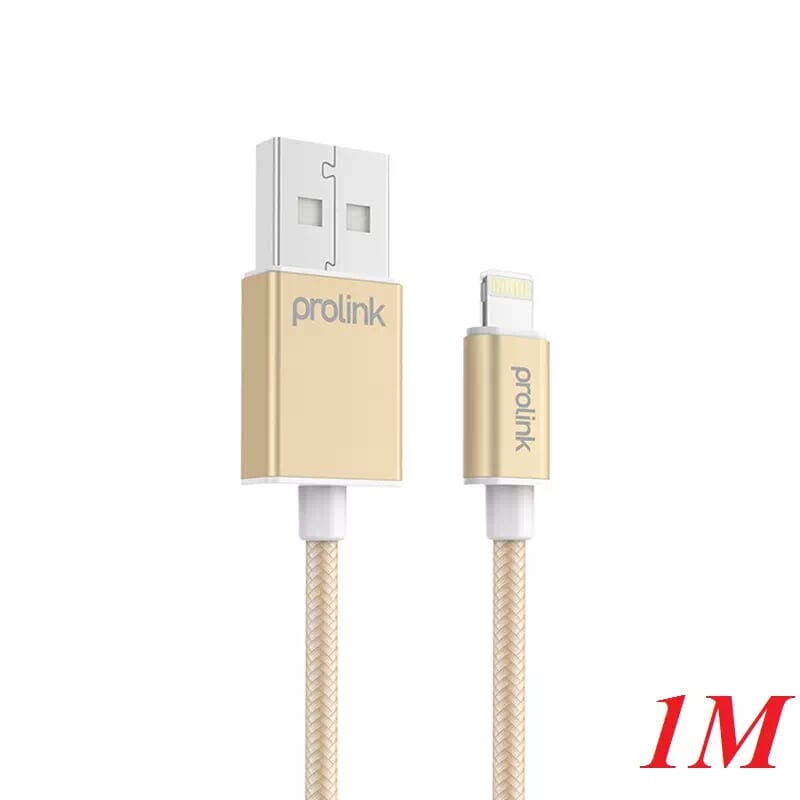 Prolink PLT341 Cáp 1M Chíp Chuẩn Mfi Sạc Và Truyền Dữ Liệu Iphone Ipad (Lightning) Ra Usb 2.0 Màu Vàng - 95233