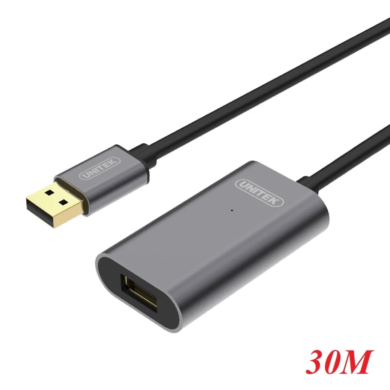 Unitek 98738 Y-275 30M Màu Xám Cáp USB 2.0 nối dài + cổng cấp nguồn 5V