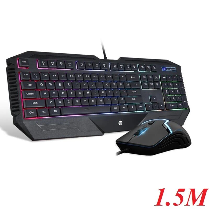 Hp Gk 1100 1.8M 2400 Dpi Keyboad + Mouse Màu Đen Led Usb 10 Triệu Lần Bấm - 96684