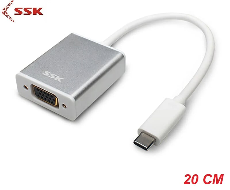 SSK SHU-C-015 20cm Màu Bạc Bộ chuyển đổi Usb Type-C ra VGA 97919