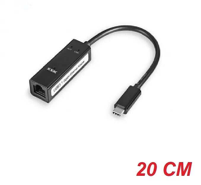 SSK SHU-C-030 20cm Màu Đen Bộ chuyển đổi Usb Type-C ra Lan 10/100/1000 95585