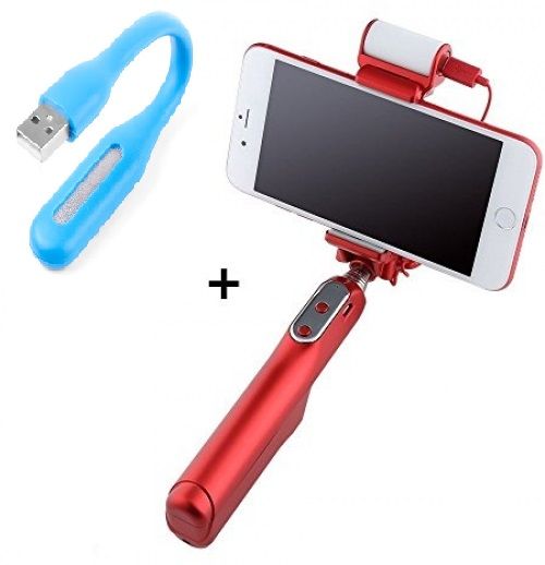 COMBO KIT 1.2w Đèn Led Gắn Cổng USB siêu bền công suất tới 1 2 W + Gậy chụp hình selfie jack 3.5mm tích hợp nút bấm trên thân 95195