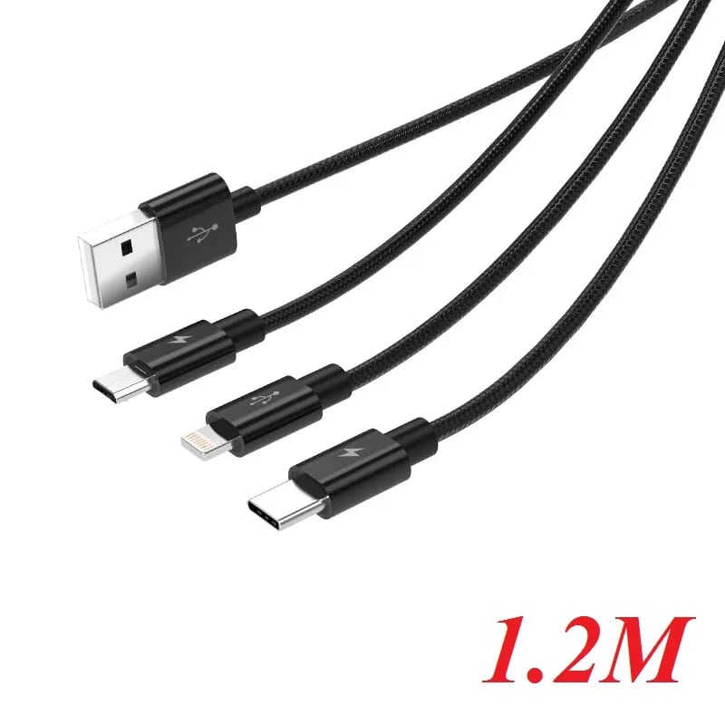 Orico UTS-12-BK Cáp sạc 1.2m điện thoại 3 trong 1 Lightning Type C Micro B USB 2.0 - 96471