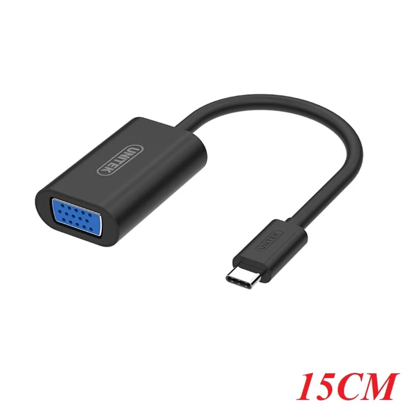Unitek 96029 Y-6318BK 15CM Màu Đen Cáp chuyển Type-C sang Vga
