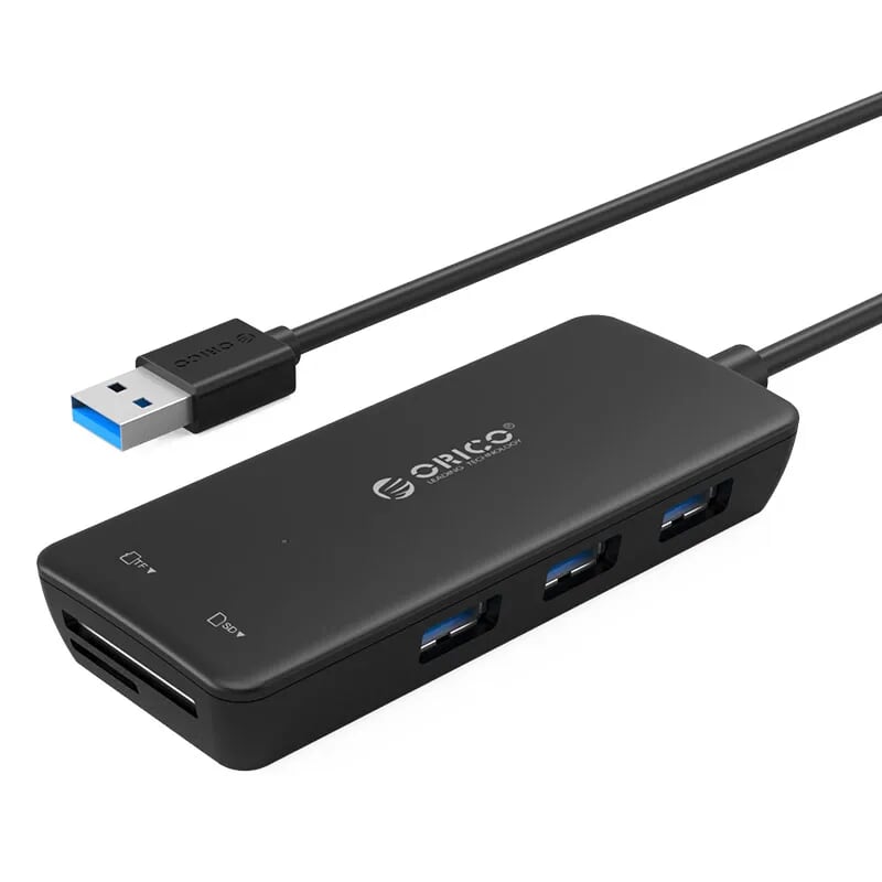 Orico H3TS-U3-BK Bộ Chia Usb Hub 3 Cổng Usb 3.0 Cáp Dài 0.2M Tích Hợp Đầu Đọc Thẻ Nhớ Tf Sd - 97263