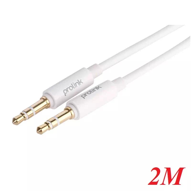 Prolink MP146 Cáp 2M 3.5Mm To 3.5Mm Nối Âm Thanh Mạ Vàng 24K Chống Nhiễu Màu Trắng - 98640