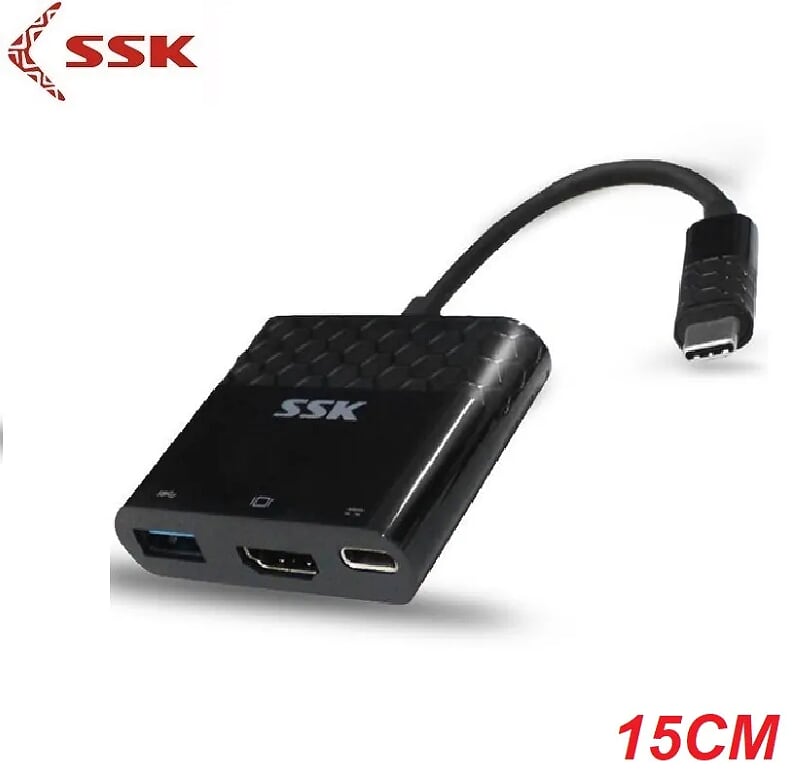 SSK SHU-C-020 15cm Màu Đen Bộ chuyển đổi Usb Type-C ra HDMI + USB 3.0 96957
