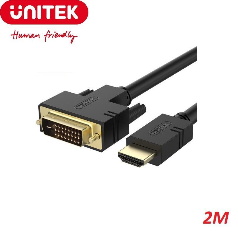 Unitek 26603 Y-C218A 2M Hdmi Ra Dvi 24+1 2K Cáp Chuyển Đổi Màu Đen
