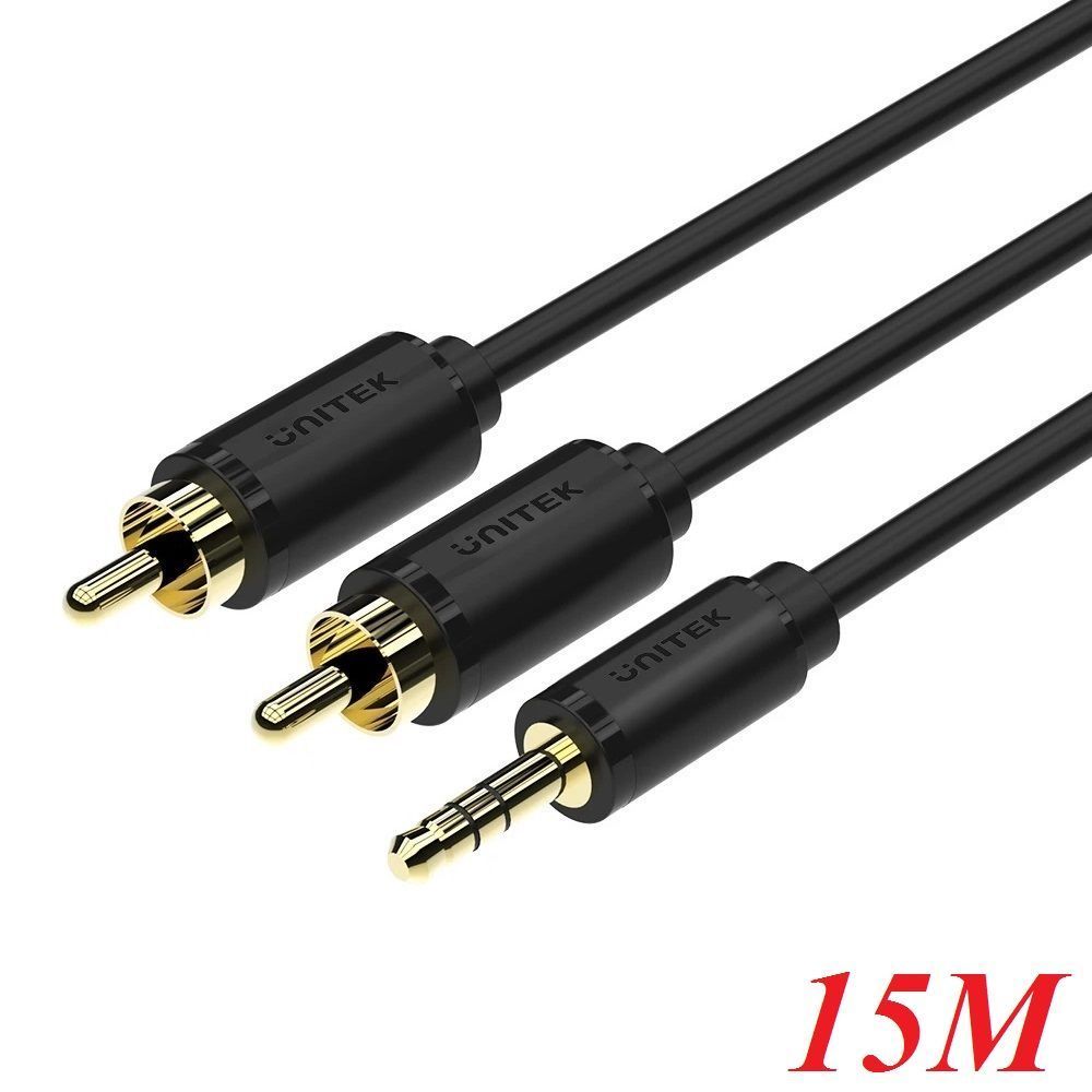 Unitek 28992 Y-C9025BK 15M Cáp Loa 1 Jack 3.5Mm Ra 2 Đầu Hoa Sen Màu Đen