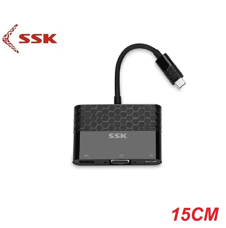SSK SHU-C-025 20cm Màu Trắng Bộ Chuyển đổi Usb Type-C ra VGA+ USB 3.0 98389