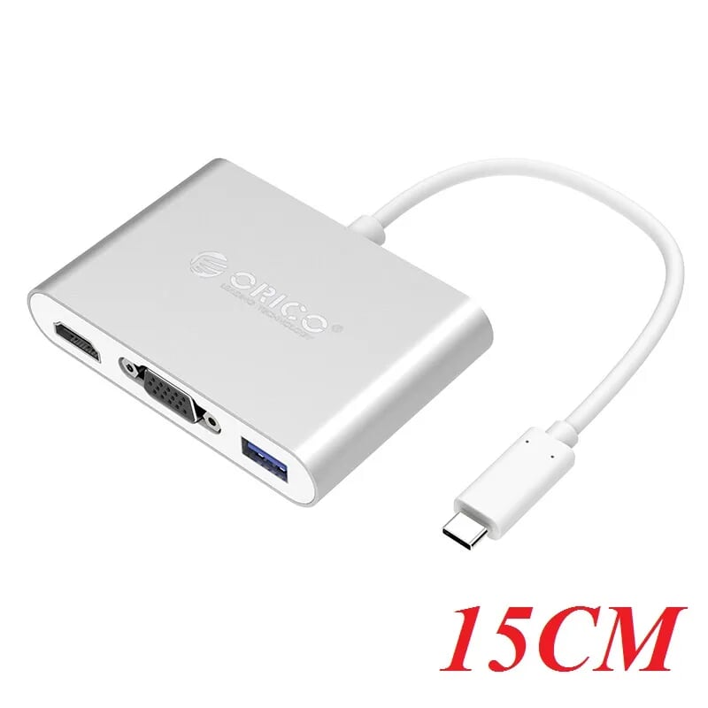 Orico Rchv-Sv 15Cm Đầu Chuyển Đổi Type C Sang 4 Cổng Hdmi Vga Type C Usb 3.0 Màu Bạc - 98518