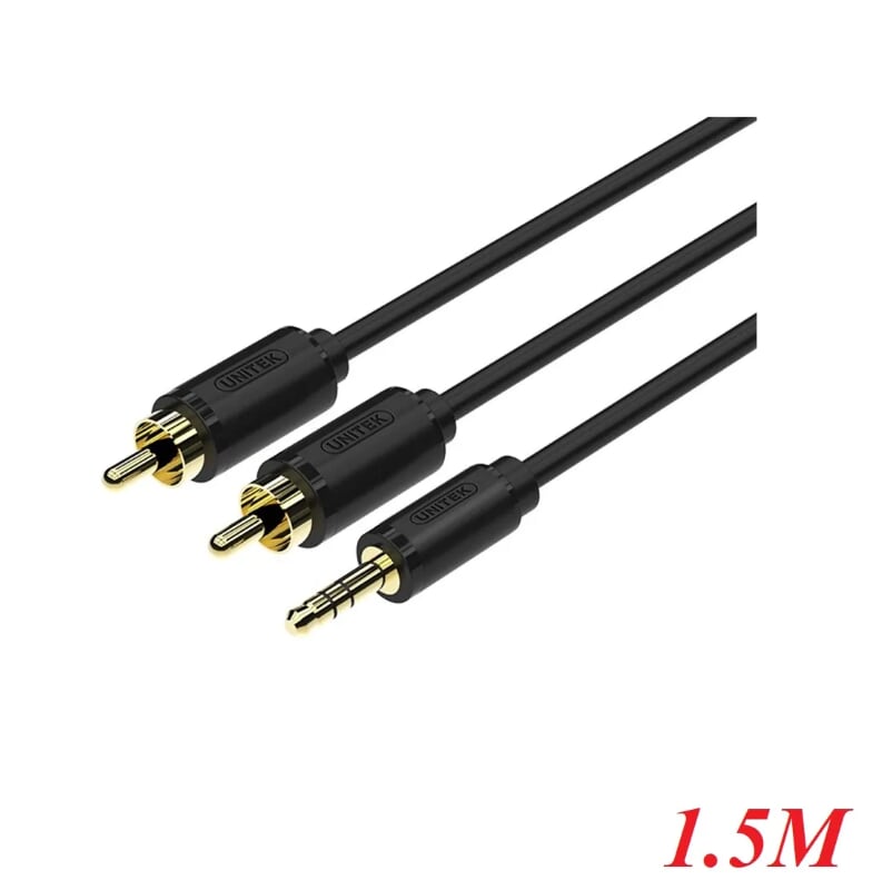 Unitek 96074 Y-C938BK 1.5M Màu Đen Dây cáp Audio giắc 3.5 ra 2 đầu bông sen
