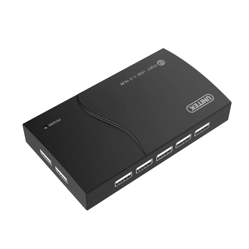 Unitek 95355 Y-2132 Màu Đen Bộ chia Usb 2.0 13 cổng có kèm nguồn phụ