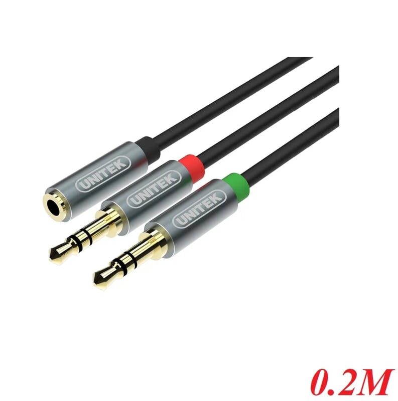 Unitek 98482 Y-C957ABK 0.2M Màu Đen Cáp chuyển từ giắc 3.5mm sang 2 giắc Mic + Phone
