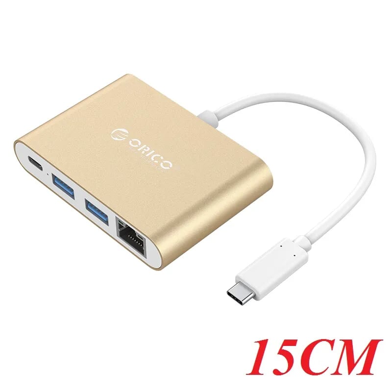 Orico RCR2A-GD Đầu Chuyển Đổi Type C Sang 4 Cổng Lan Type C 2*Usb 3.0 Hỗ Trợ Nguồn Pd 60W - 97836