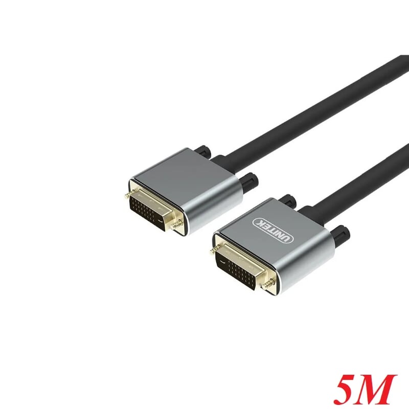 Unitek 98943 Y-C210DGY 5M Màu Xám Cáp 2 đầu DVI 24+1 dây tròn