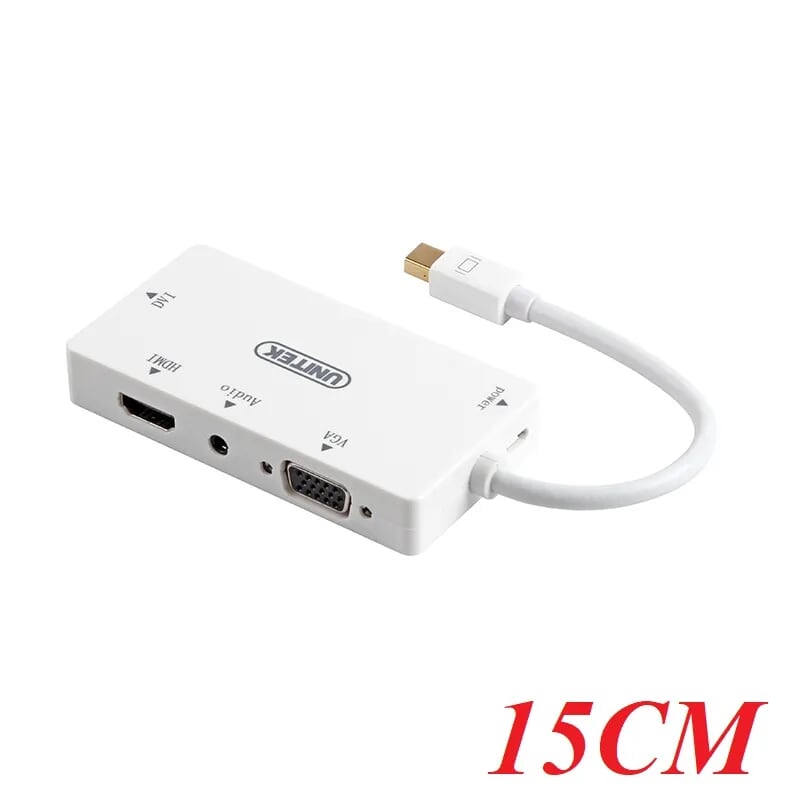 Unitek 97189 Y-6354 15CM Màu Trắng Cáp chuyển Minidisplayport sang Hdmi + Dvi + Vga + Audio
