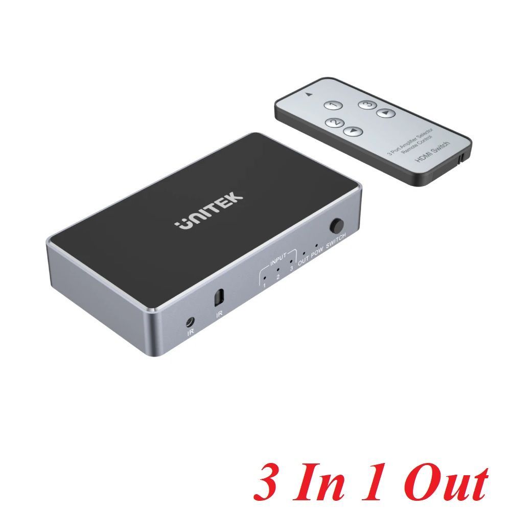 Unitek 25528 V1111A 3 in 1 out 4K + Remote HDMI Switch