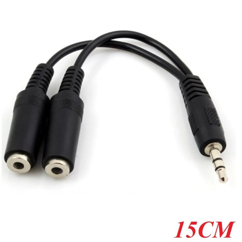 Unitek 96387 Y-C901 15CM Màu Đen Cáp chia 1 ra 2 cổng Audio 3.5mm