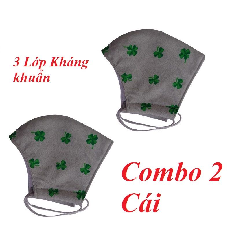 MinhMinh 86226 hoa xanh combo 2 chiếc khẩu trang 3 lớp vải - lọc - kháng khuẩn. có thể giặt được. chống tia UV. chống thấm nước bọt và dịch từ bên ngoài GKOL KT3LV