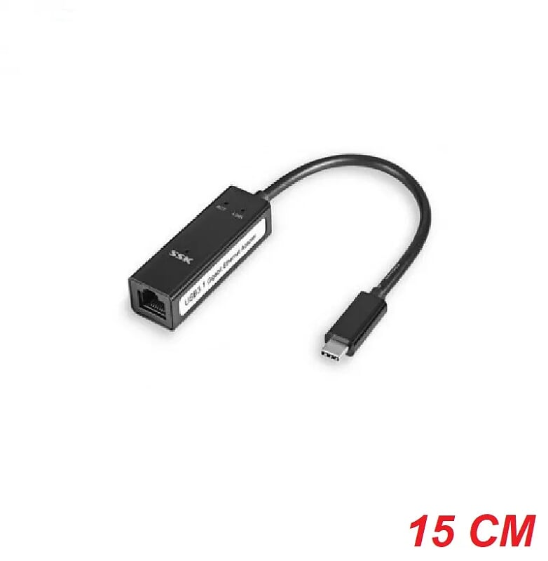 SSK SHU-C-540 15cm Màu Đen Bộ chuyển đổi Usb Type-C raLan 10/100/1000 + 3 Cổng USB 3.0 96681