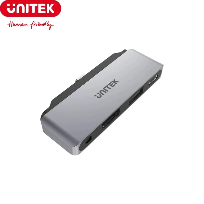 Unitek 27208 D1034A ipad pro 4k 60hz USB Type-C ra USB 2.0 + HDMI + Audio + PD Bộ Chia Hub Màu Xám