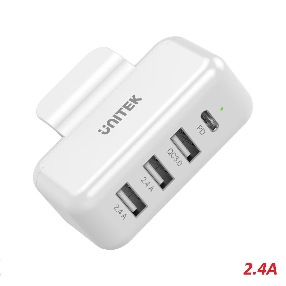 Unitek  26370 P1002A Macbook ra 2xUSB 2.4A + USB 3.0 + PD 45W Bộ chuyển Màu Trắng