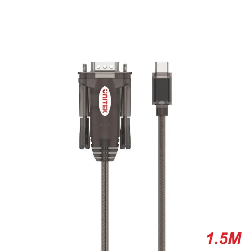 Unitek 25484 Y-1105K 1.5M USB Type-C ra RS 232 Com 9 Cáp chuyển đổi Màu Đen