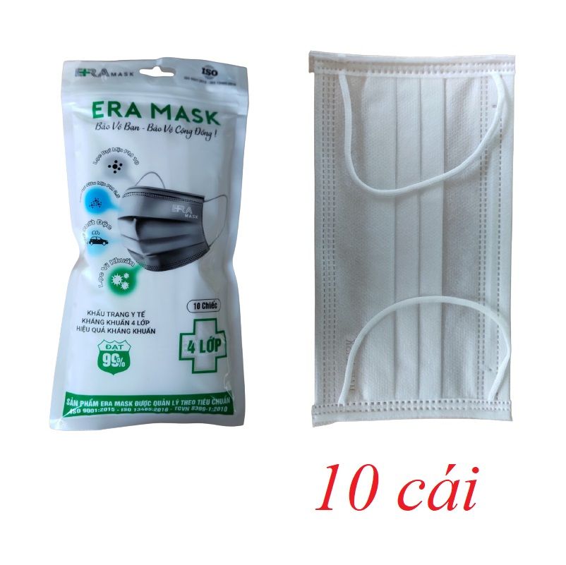 Eramask 15562 màu trắng khẩu trang 4 lớp kháng khuẩn bịch 10 cái