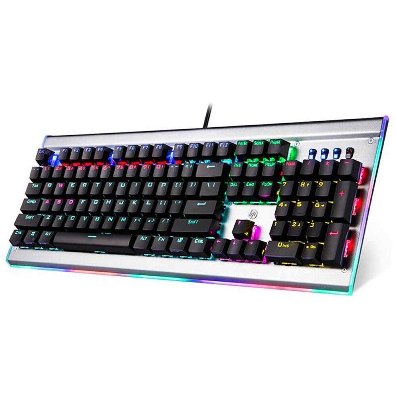 Hp 15624 GK520 Bàn Phím Cơ Blue Swicth Bạc 1.8M Usb Keyboard Led Siêu Bền 50 Triệu Lần Bấm