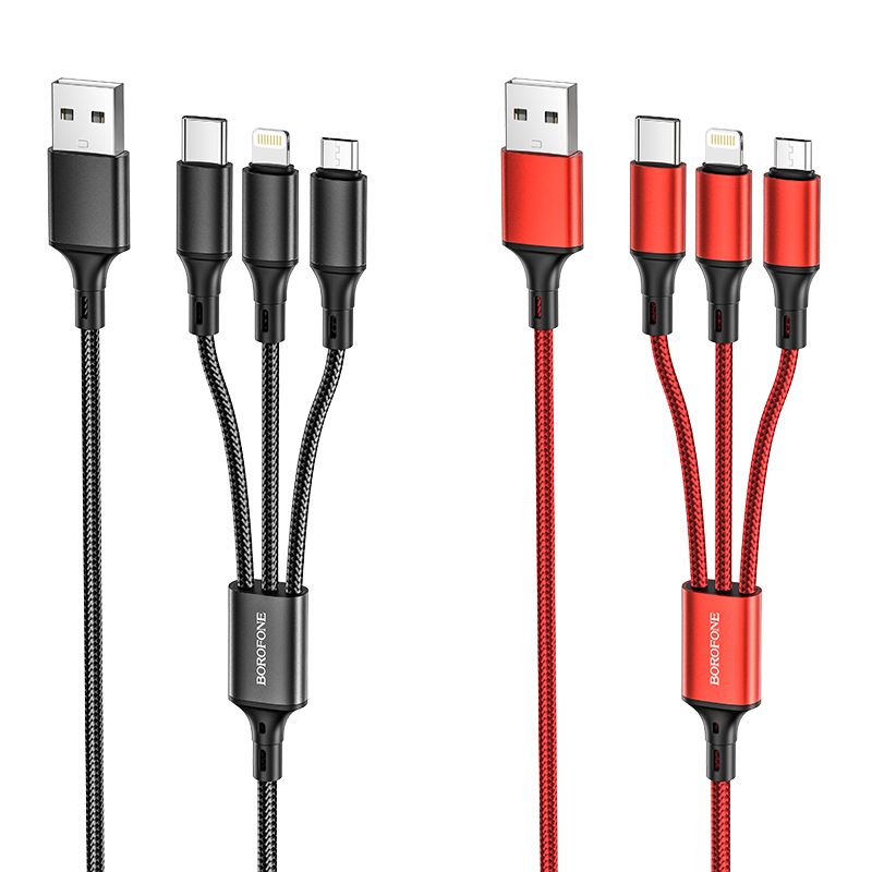 Lanex 18138 LTC - T03  dây dù 3.0A dài 1,2m Cáp sạc nhanh 3 trong 1 LANEX  chính hãng, cổng kết nối Type-C, Lightning, Micr