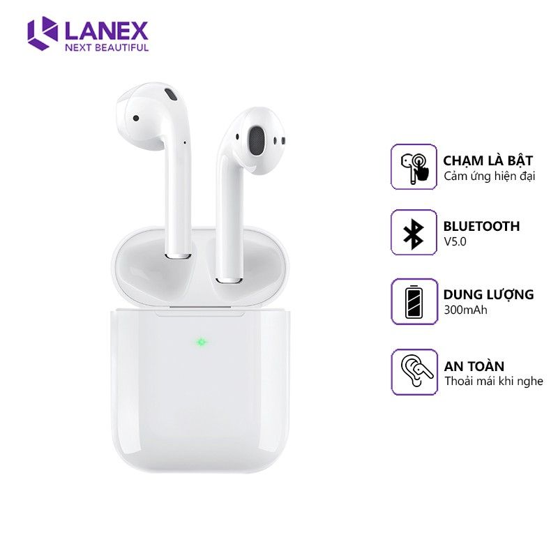 Lanex 19078 LEP W12 V5.0 hỗ trợ mic cảm ứng TWS ,Tai nghe Bluetooth chuyên dùng