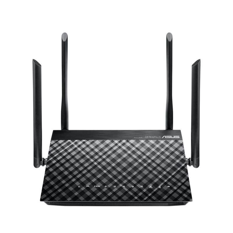 Asus 15474 dsl-ac52u 4 cổng lan gigabit + 4 antenna + 1 wan + usb print server + wifi chuẩn ac750 + DSL