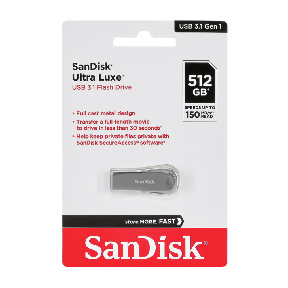 SanDisk 18156 CZ74 512GB USB Luxe USB3.1 Full cast metal