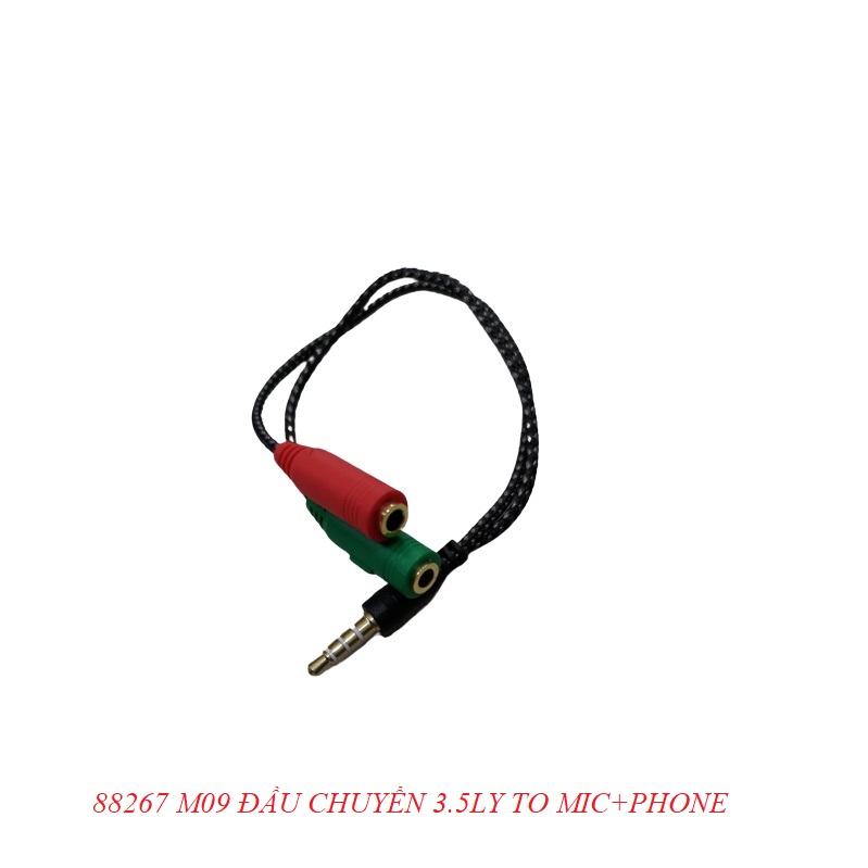 oem-ah 88267 M09 20CM Dây chuyển âm thanh 3.5mm dương sang Jack Mic + Loa âm 20cm