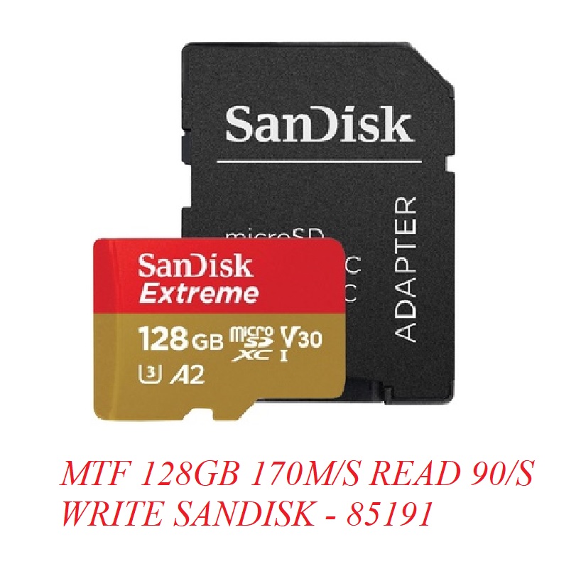 Sandisk 85191 128GB 170M read 90mb/s write Thẻ Nhớ MicroSD Extreme Pro