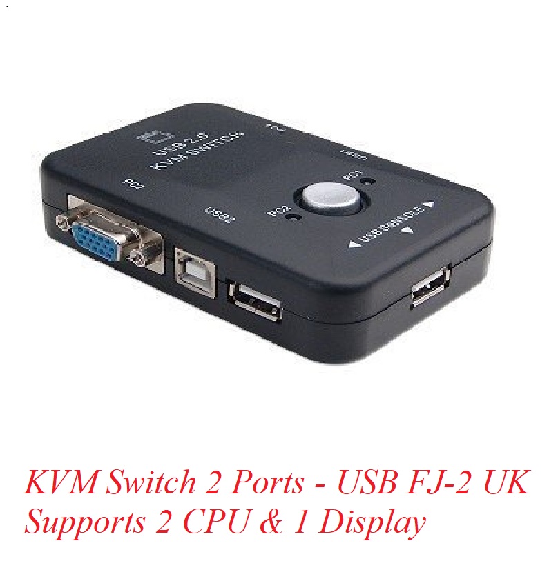 Fjgear 87452 FJ2UK KVM Switch 2 Ports - USB 2.0 Supports 2 CPU ra 1 LCD (không có cable ) bh03