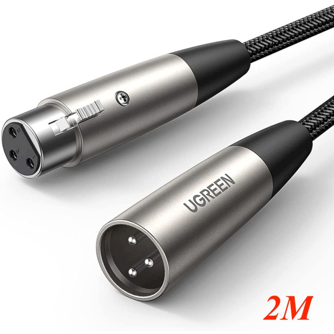 Ugreen 20500 2m extension XLR cannon Hi - Fi Cable M to F Metal head Black AV185