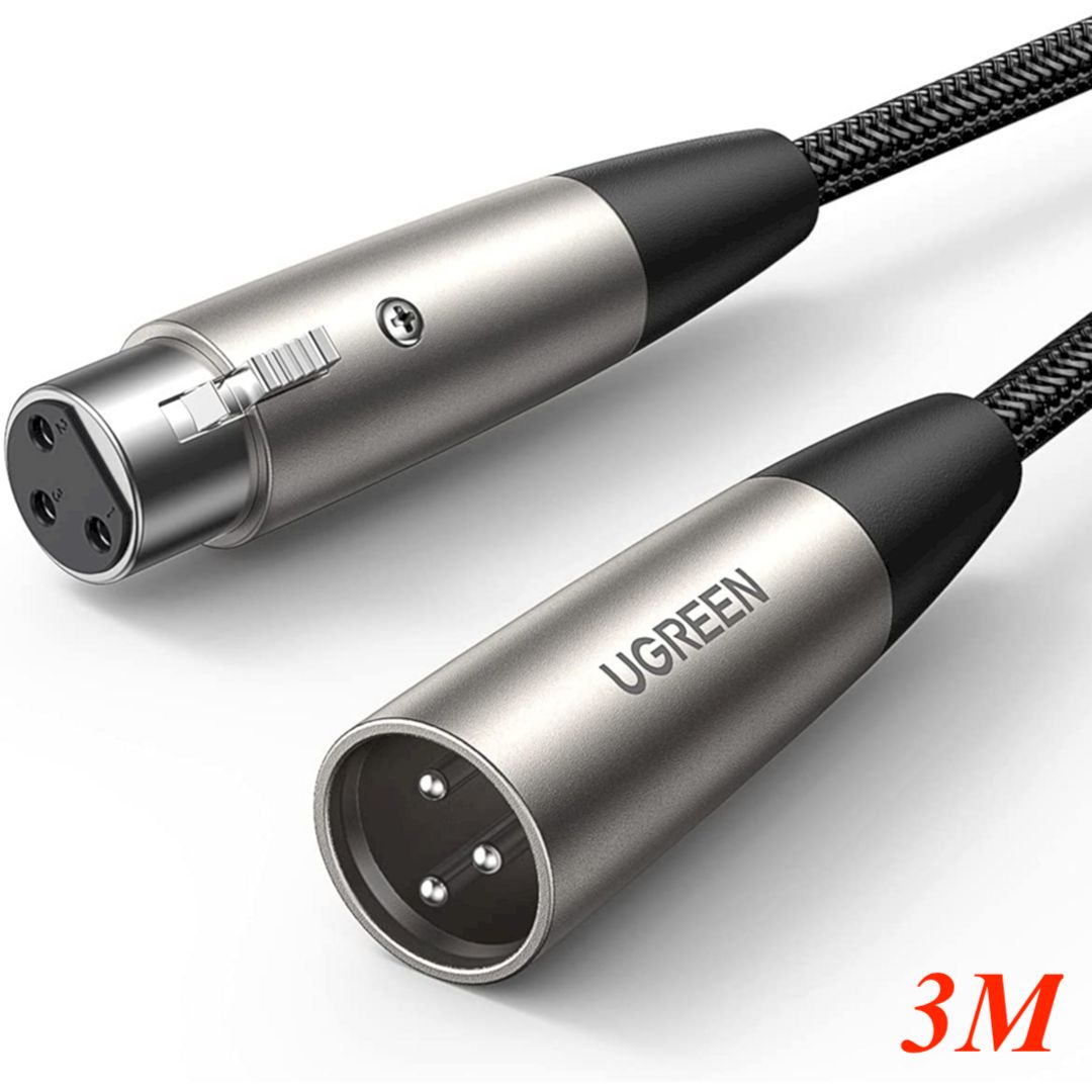Ugreen 20504 3m extension XLR cannon Hi - Fi Cable M to F Metal head Black AV185