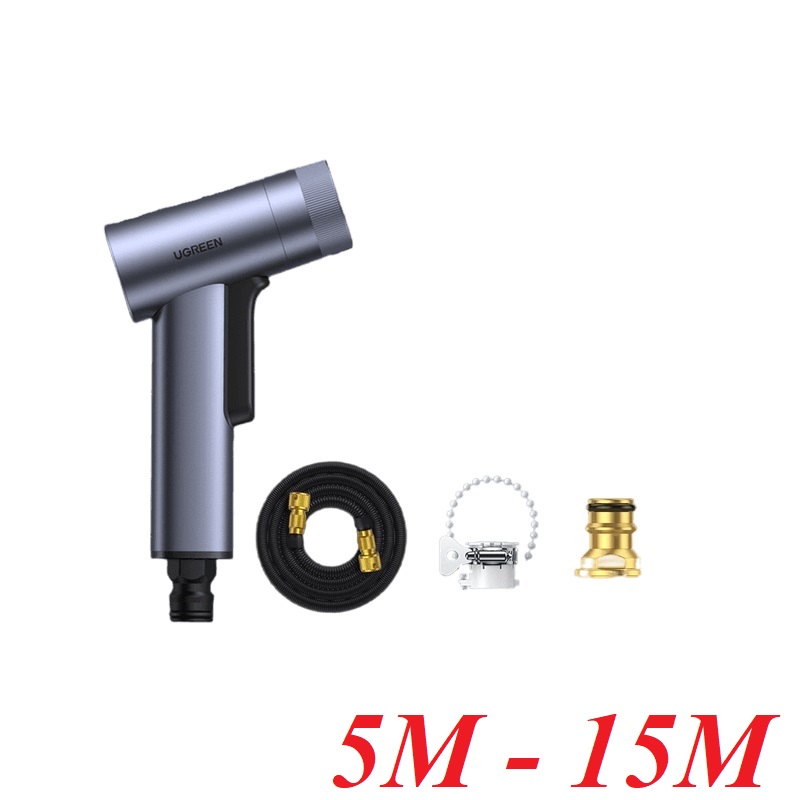 Ugreen 80344 car wash water high pressure 15m far with 5m pipe gun artifact household telescopic hose double pressurized adjustable watering cleaning flushing alloy floor outdoor lp267