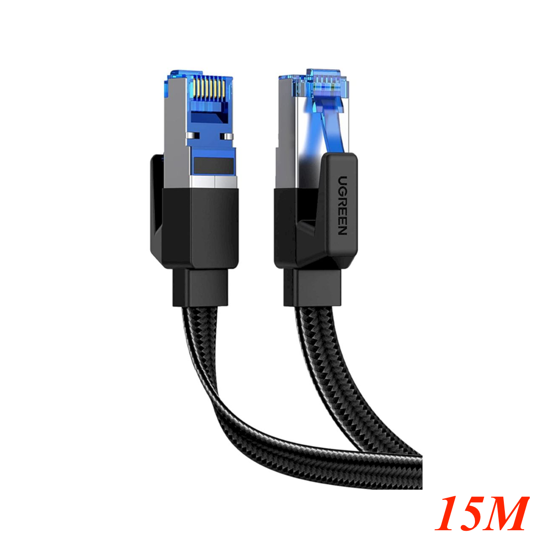 Ugreen 40176 15m Cat8 Flat 40Gbps 2000mhz Ethernet Cable Braided black NW190