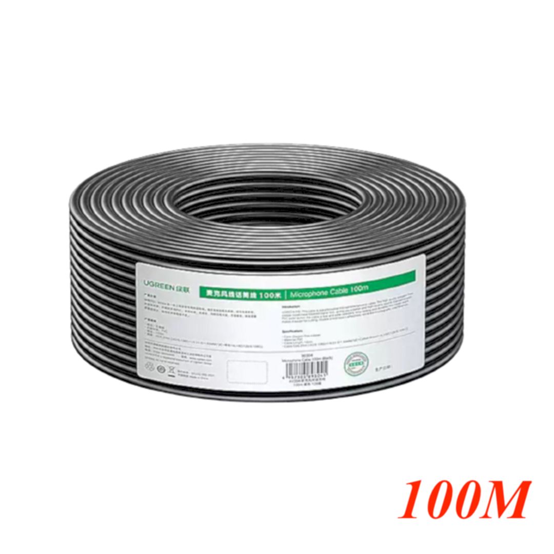 Ugreen 90304 100m OD6.0mm [42 / 0.10BC + 1 / 0.23 PE ID:1.55MM*2C + Cotton Thread + AL + BZ128 / 0.10BC]*1C] high fidelity pure copper audio cable AV204